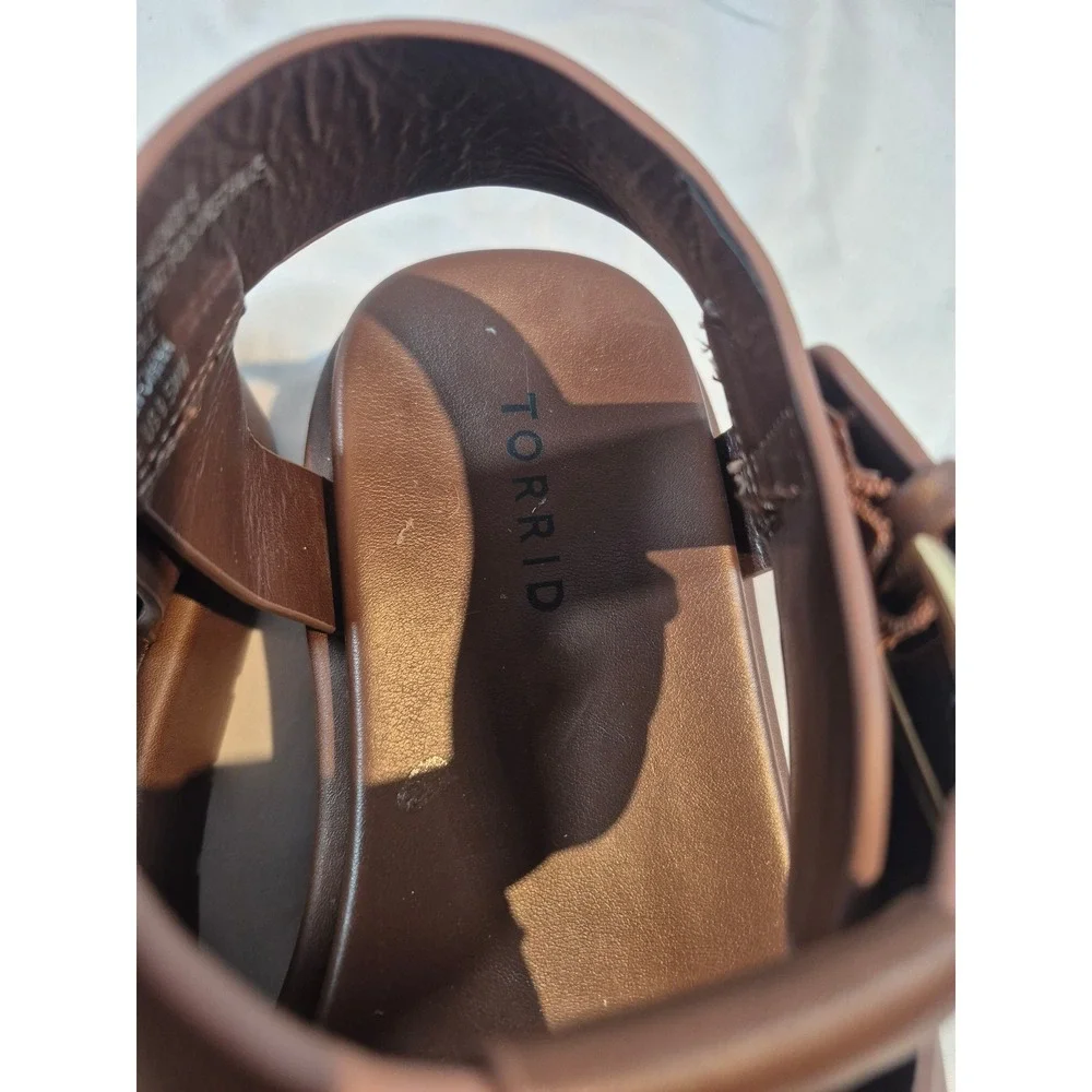 Torrid Dark Brown Gladiator Strappy Buckle Chunky Sandals US 9.5WW EU 39.5